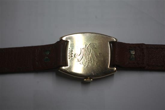 A gentlemans 1930s 9ct gold Rolex manual wind wrist watch,